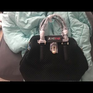 Just Fab Black Satchel with Shoulder Strap